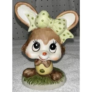 VTG Taiwan ENESCO Porcelain Rabbit with Bow Figurine 6" Collectible